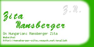 zita mansberger business card